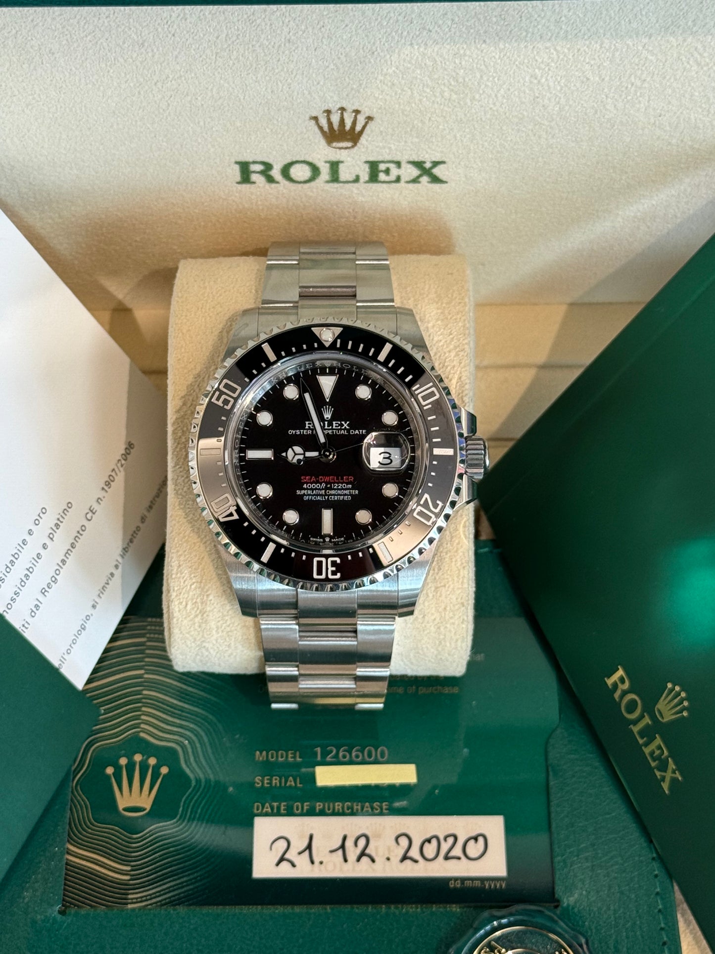 Sea Dweller scritta rossa ref:126600 π43 mm 12/2020