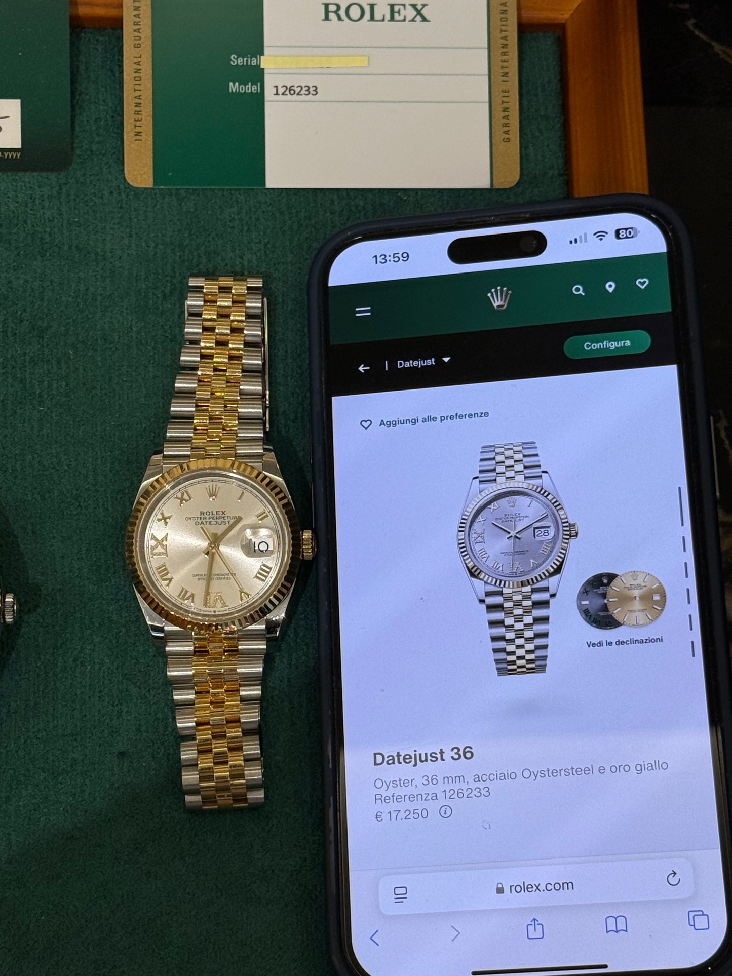 Spettacolare Datejust 36 mm ore 6/9 ππππ 2018 full set β